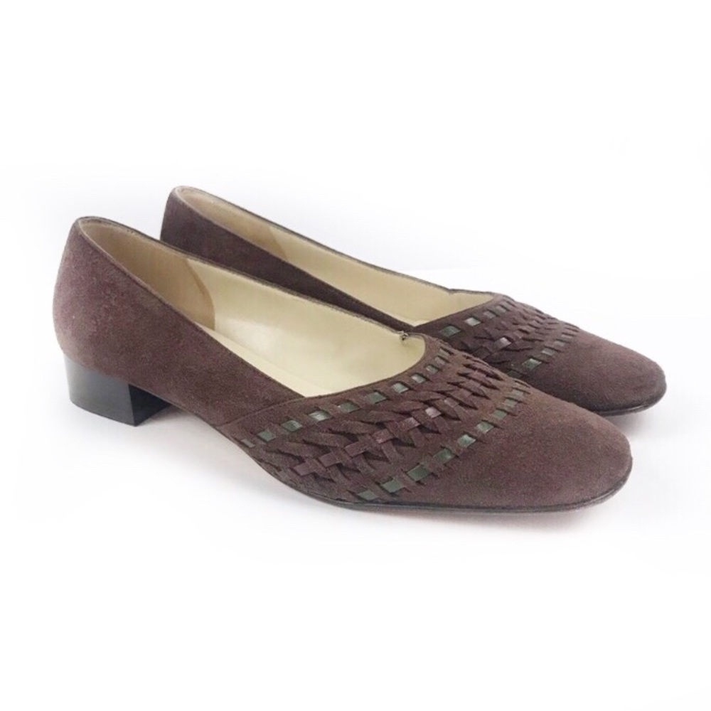 SALVATORE FERRAGAMO | Brown Suede Square Heel 5.5B